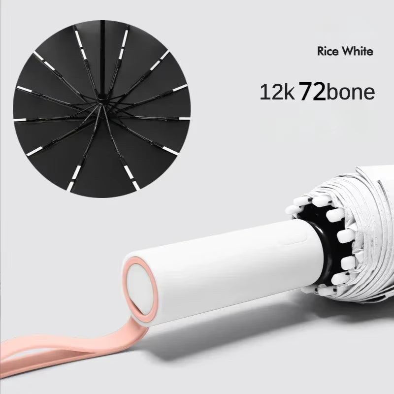 Windproof Strong Automatic Folding Umbrella 72 Reinforced Fiberglass Ribs, UV 50+ Sun & Rain Protection Umbrellas for Men Women