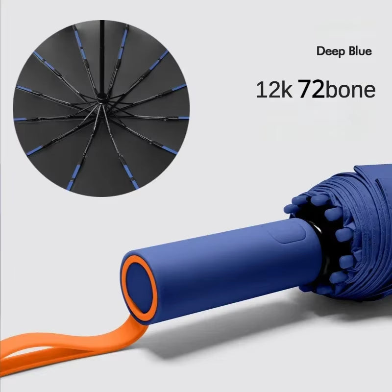 Windproof Strong Automatic Folding Umbrella 72 Reinforced Fiberglass Ribs, UV 50+ Sun & Rain Protection Umbrellas for Men Women