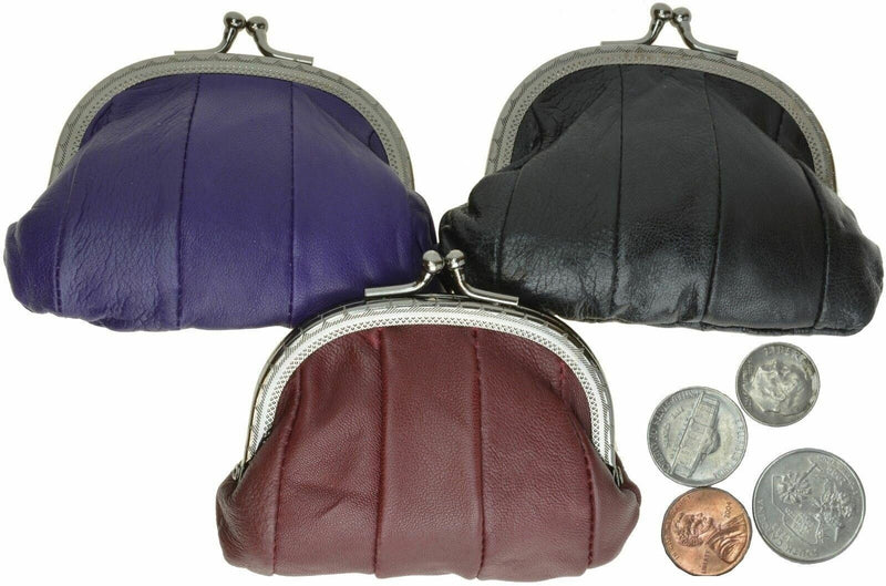 Genuine Leather Change Purse Coin Bag Ladies Wallet Purse Mini Framed Coin Case