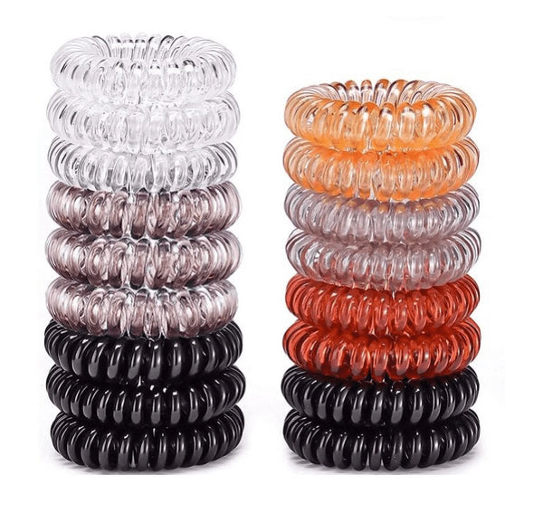 Metallic Luster Twisted Hair Ties (16 Pcs), Coil Hair Ties for Thick Hair, Ponytail Holder Hair Ties for Women , No Crease Hair Ties, Phone Cord Hair Ties for All Hair Types with Plastic Twisted