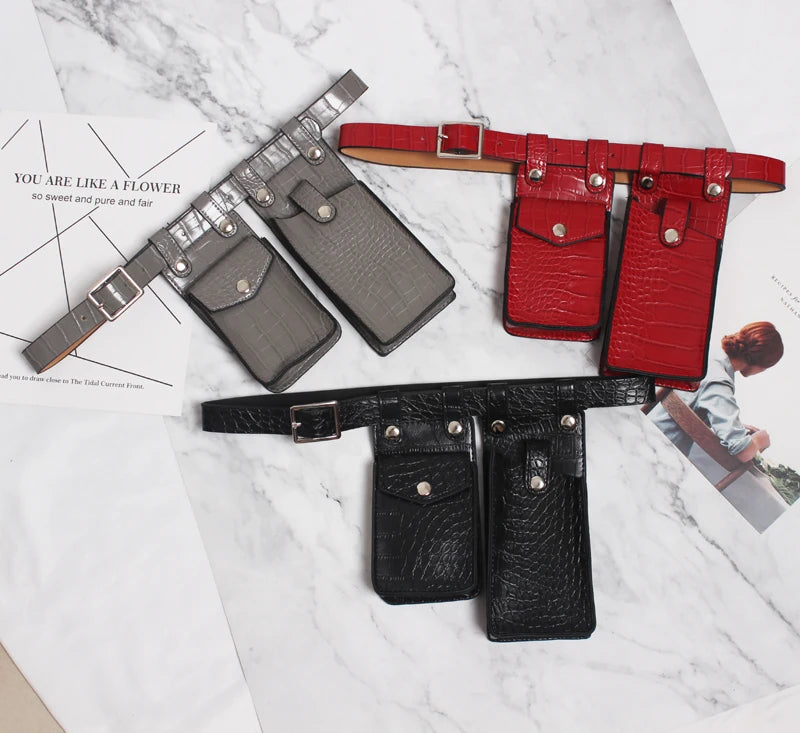 Multicolor Orange Mini-bag Split Joint Pu Leather Belt Personality Women New Fashion Tide All-match Spring
