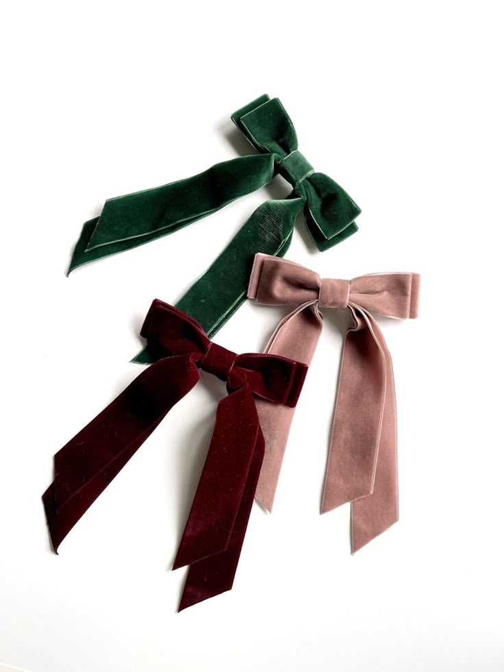 Long and Slim Velvet Bow Hair Clip Set of 4