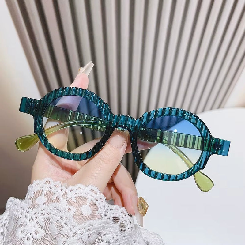 New Unique round Sunglasses Women Fashion Double Color Punk Shades UV400 Trending Gradient Sun Glasses