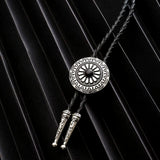 Metal round Pandent Bolo Tie for Man Indian Cowboy Western Cowgirl Leather Rope Zinc Alloy Necktie